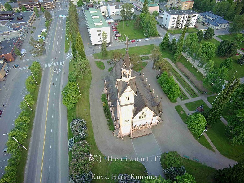 ilmakuva puukirkko kainuu
